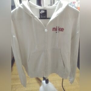 NIKE WHITE ZIP UP HOODIE SIZE S
